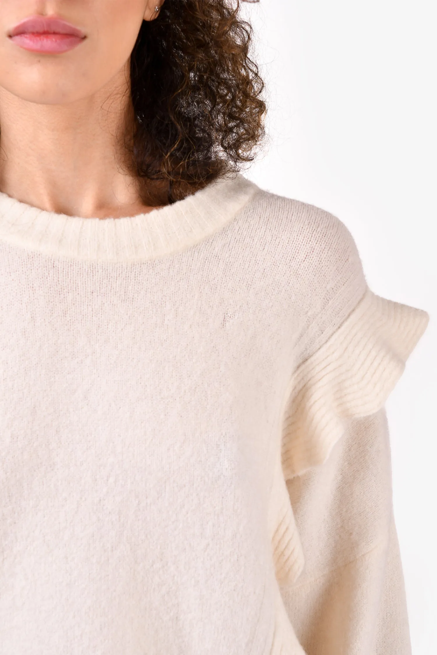 3.1 Phillip Lim White Wool Ruffle Detailed Sweater Size S