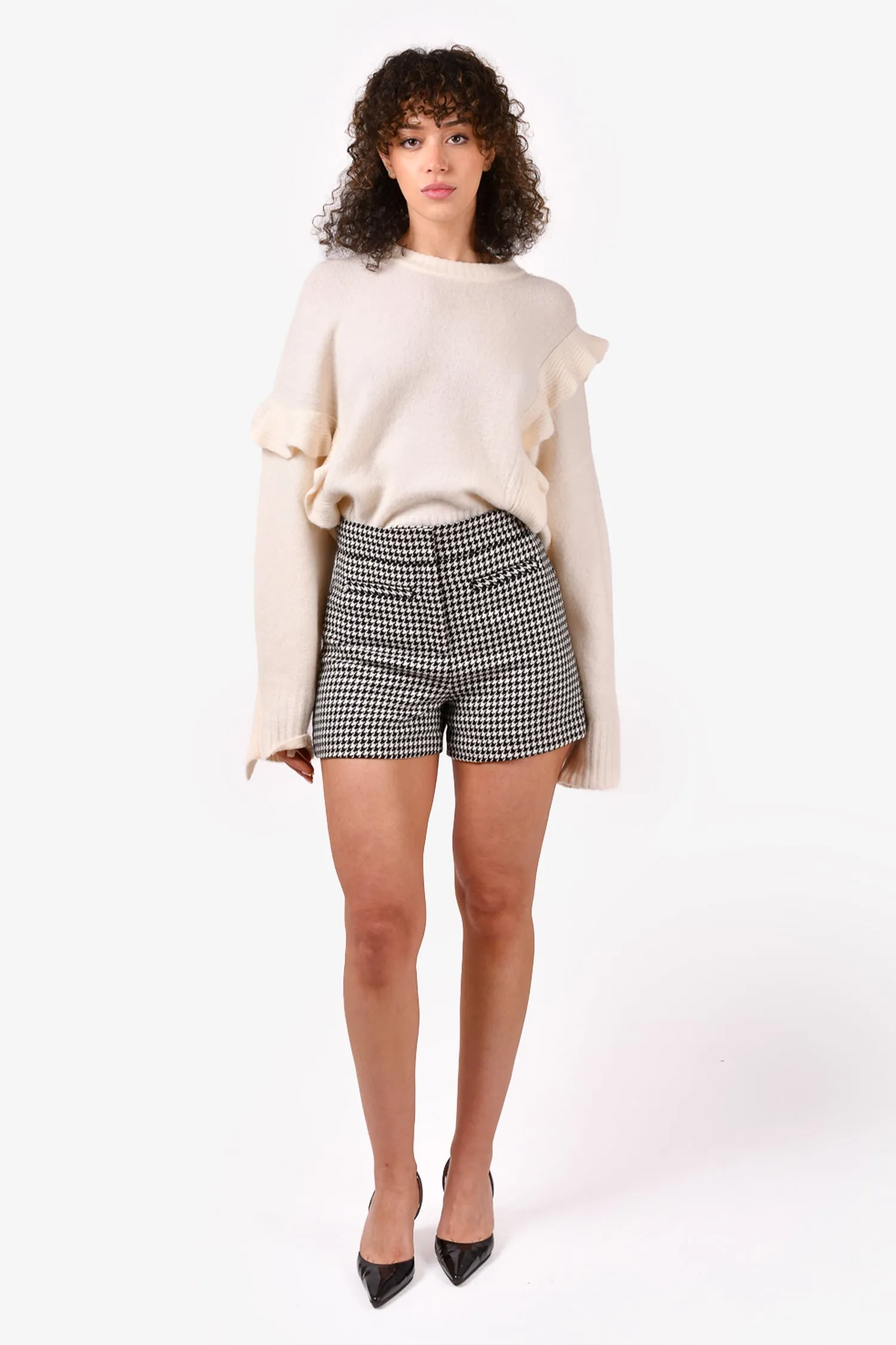 3.1 Phillip Lim White Wool Ruffle Detailed Sweater Size S