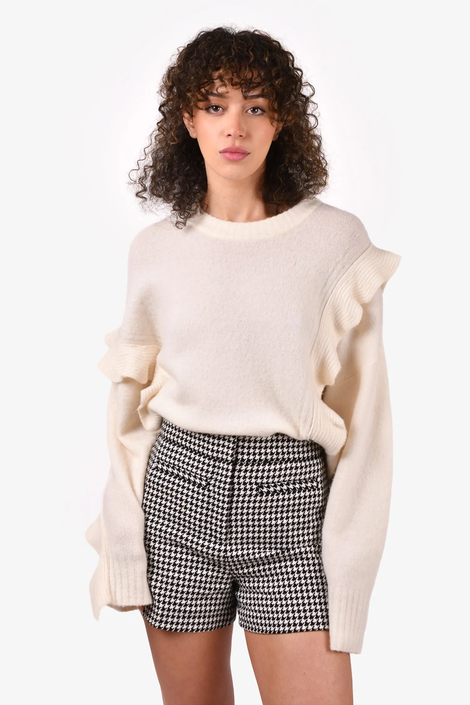 3.1 Phillip Lim White Wool Ruffle Detailed Sweater Size S