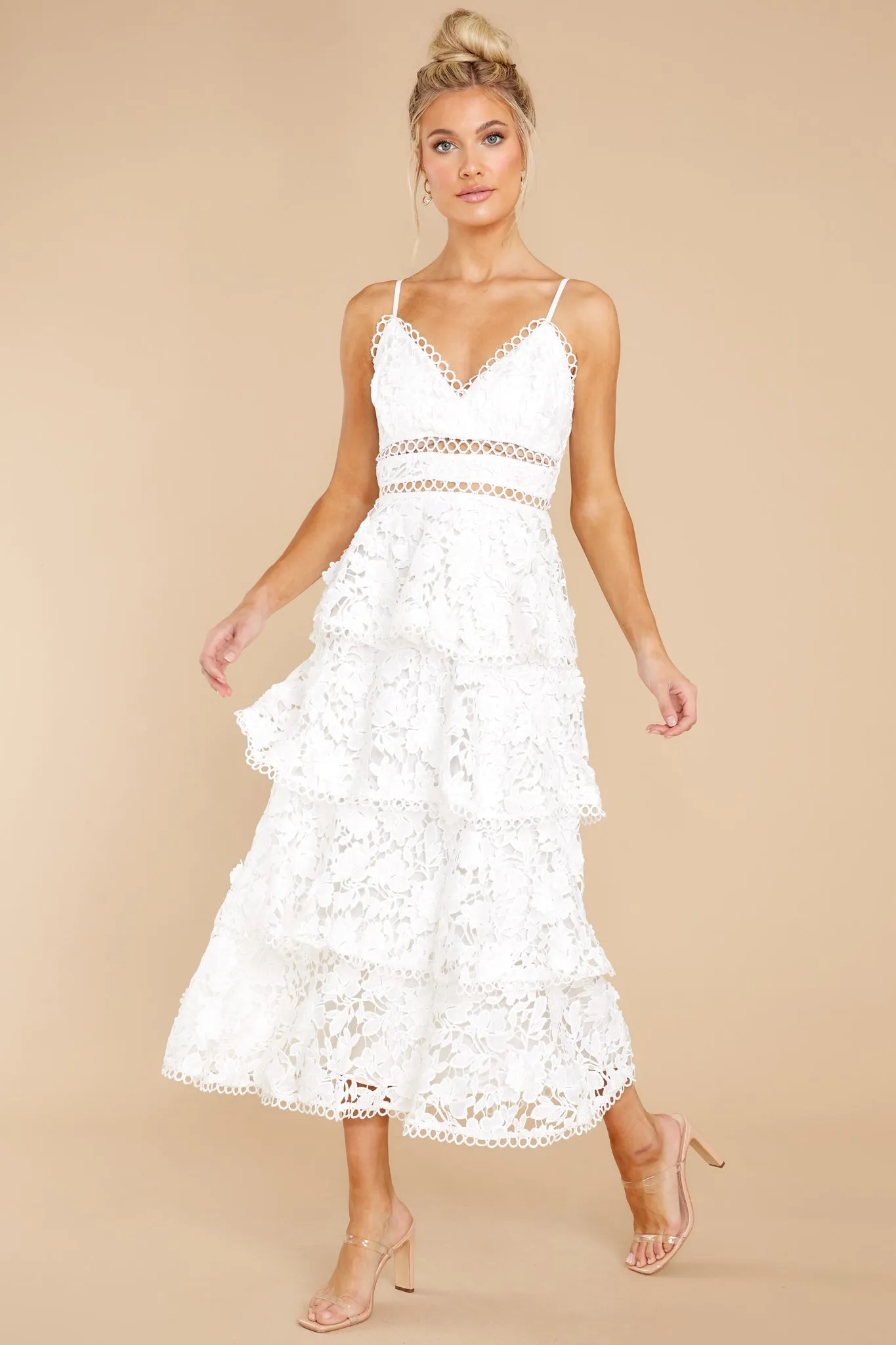 A Fairytale Story White Lace Midi Dress