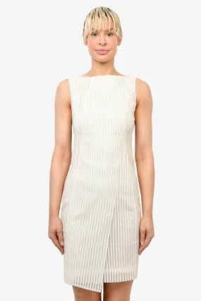 Akris Cream Vertical Striped Sleeveless Dress Est. Size 6