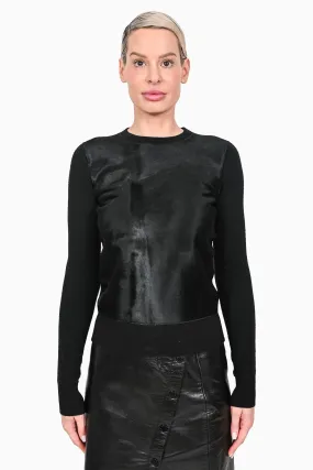 A.L.C. Black Wool/Calf Fur Sweater Size XS