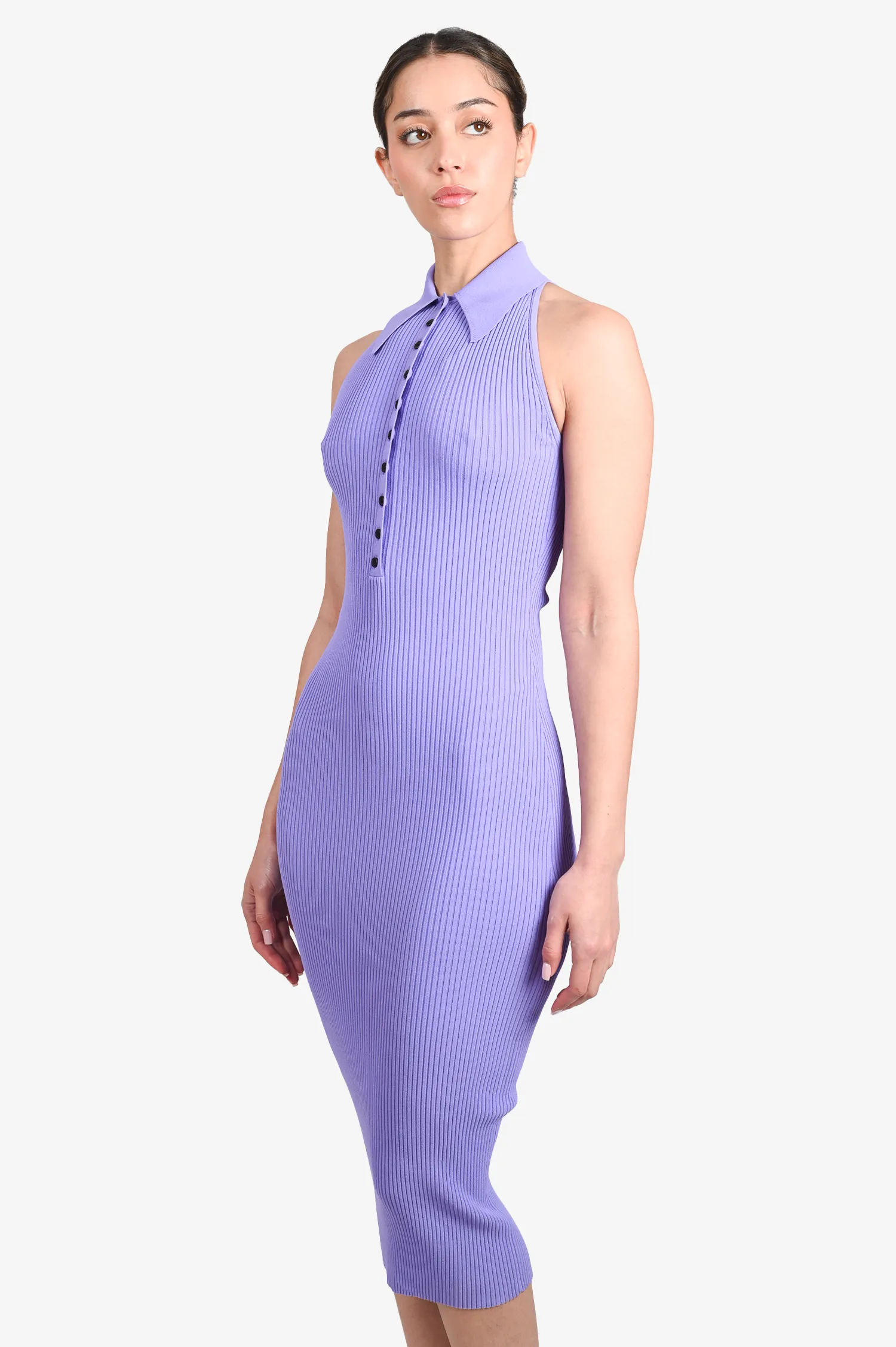A.L.C Purple Ribbed Polo Maxi Dress Size XS
