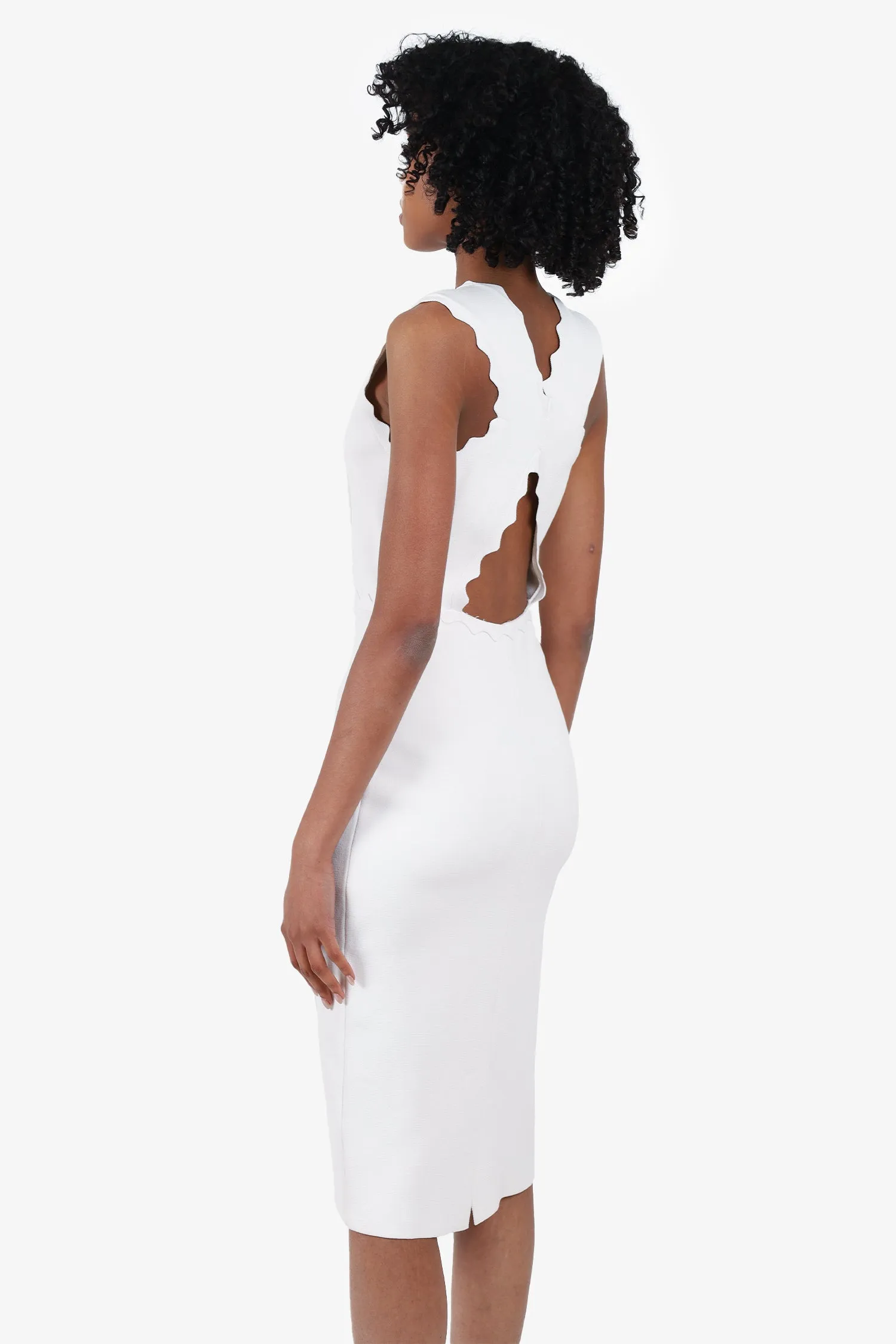 A.L.C. White Scallop Hem Midi Dress Size S
