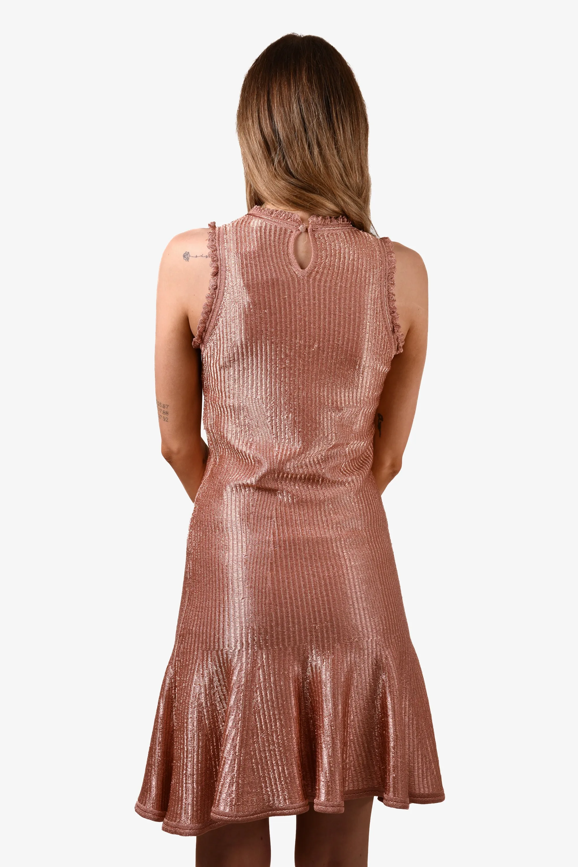 Alexander McQueen Pink Metallic Sleeveless Mini Dress Size XL