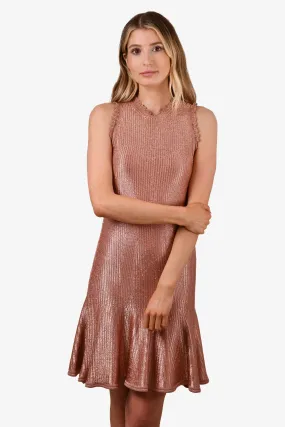 Alexander McQueen Pink Metallic Sleeveless Mini Dress Size XL