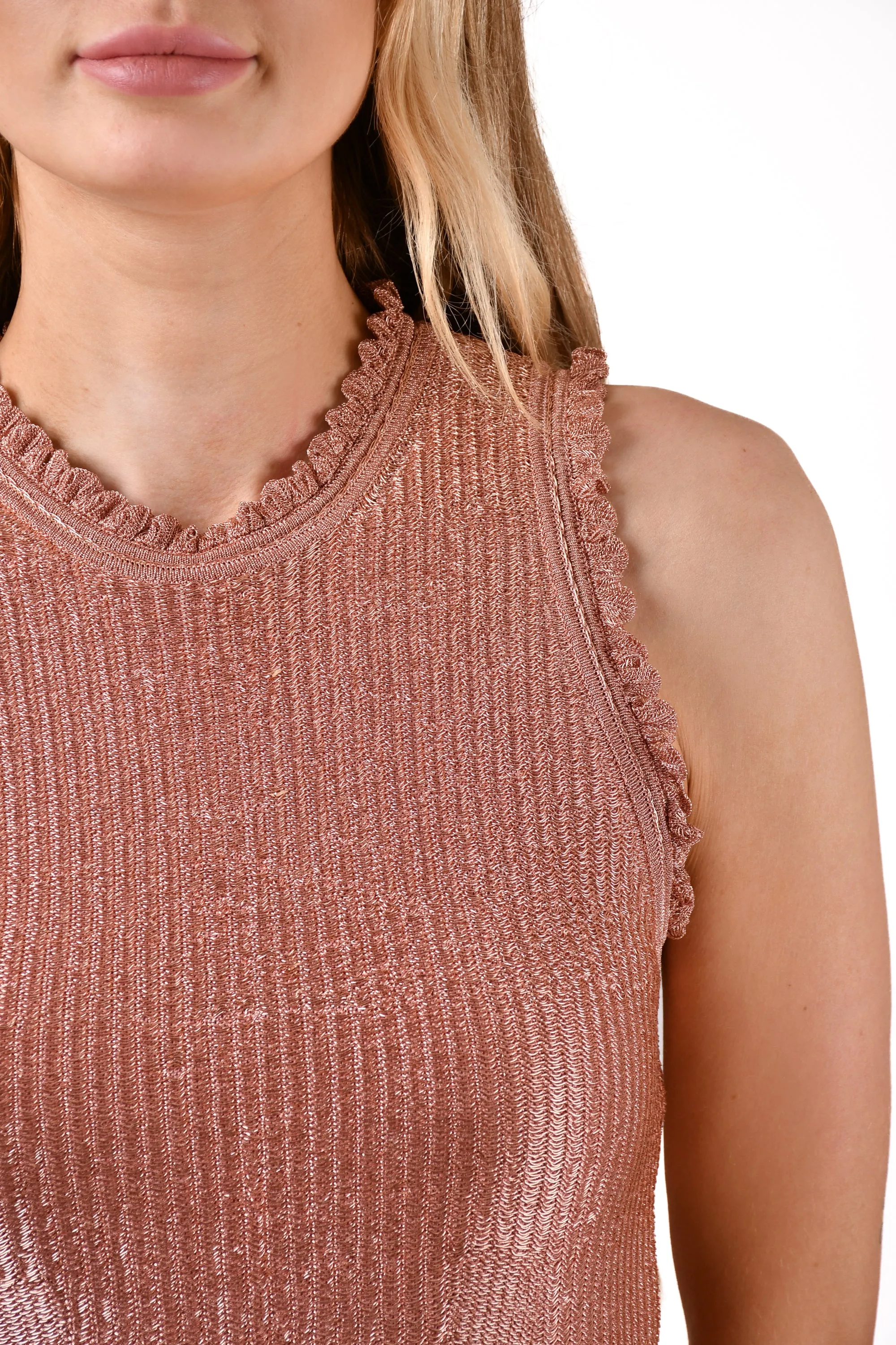 Alexander McQueen Pink Metallic Sleeveless Mini Dress Size XL