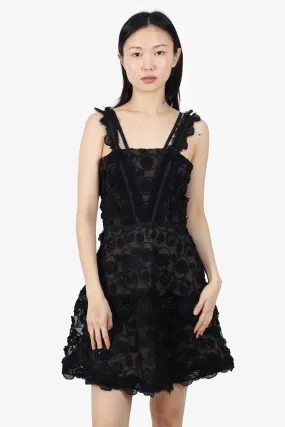 Alexis Black Lace Appliqué Sleeveless 'Mindy' Mini Dress Size S