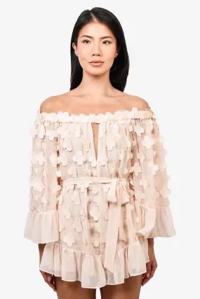 Alice McCall Light Pink Sheer Flower Belted Mini Dress Size 2
