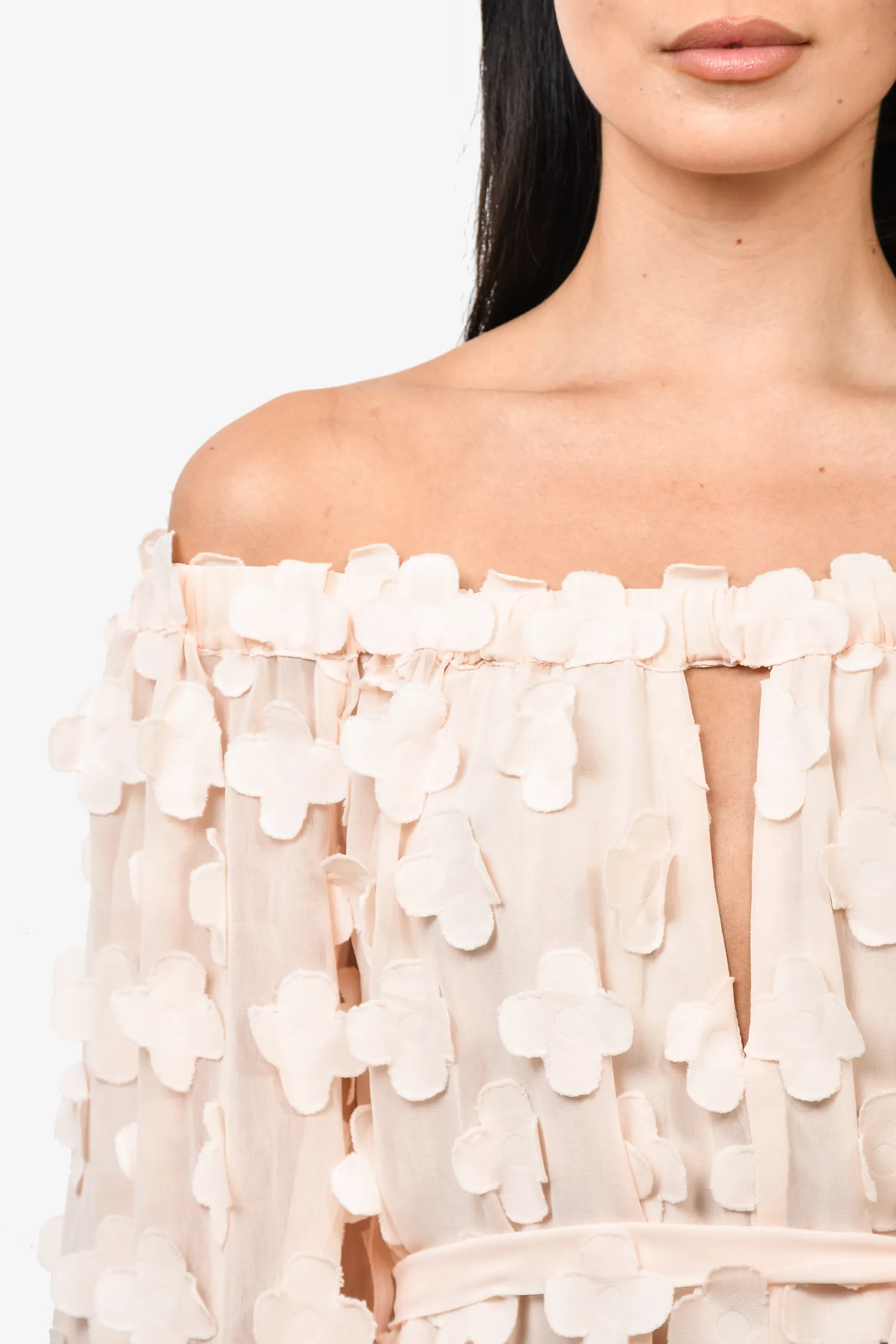 Alice McCall Light Pink Sheer Flower Belted Mini Dress Size 2
