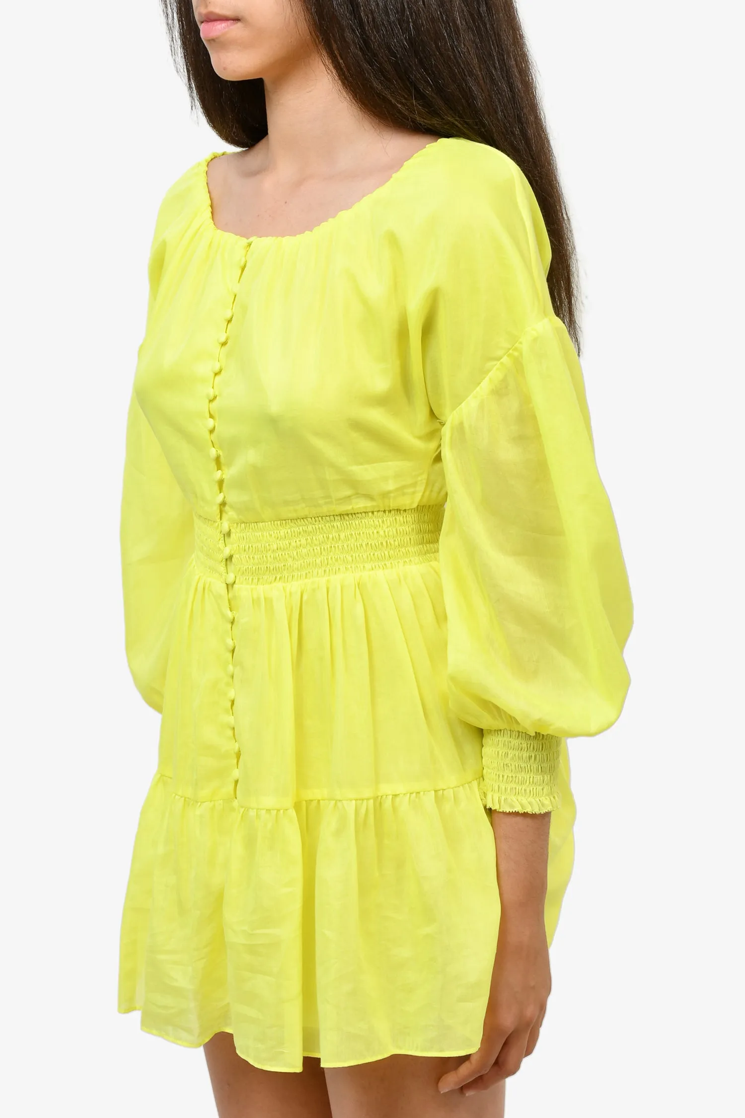 Alice   Olivia Yellow Cotton Off the Shoulder Dress Size 2
