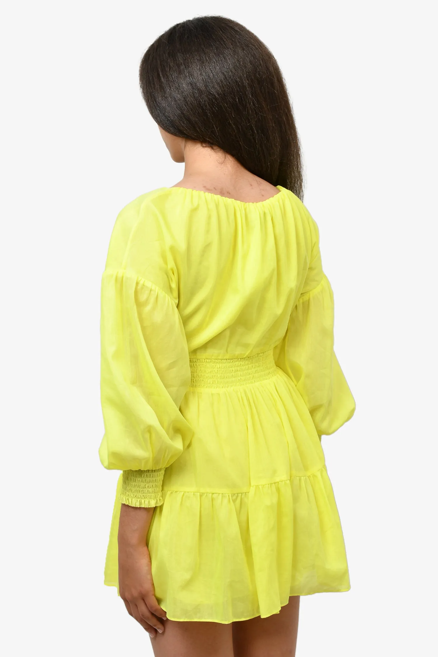 Alice   Olivia Yellow Cotton Off the Shoulder Dress Size 2