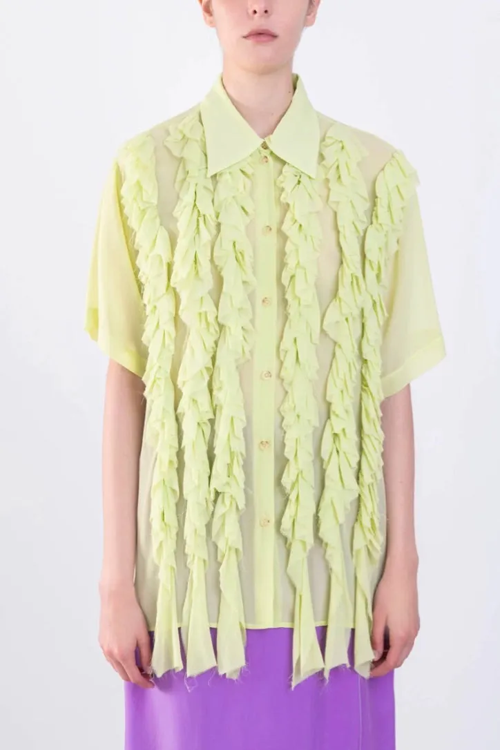 Alysi Creme - Georgette Blouse: Pistachio