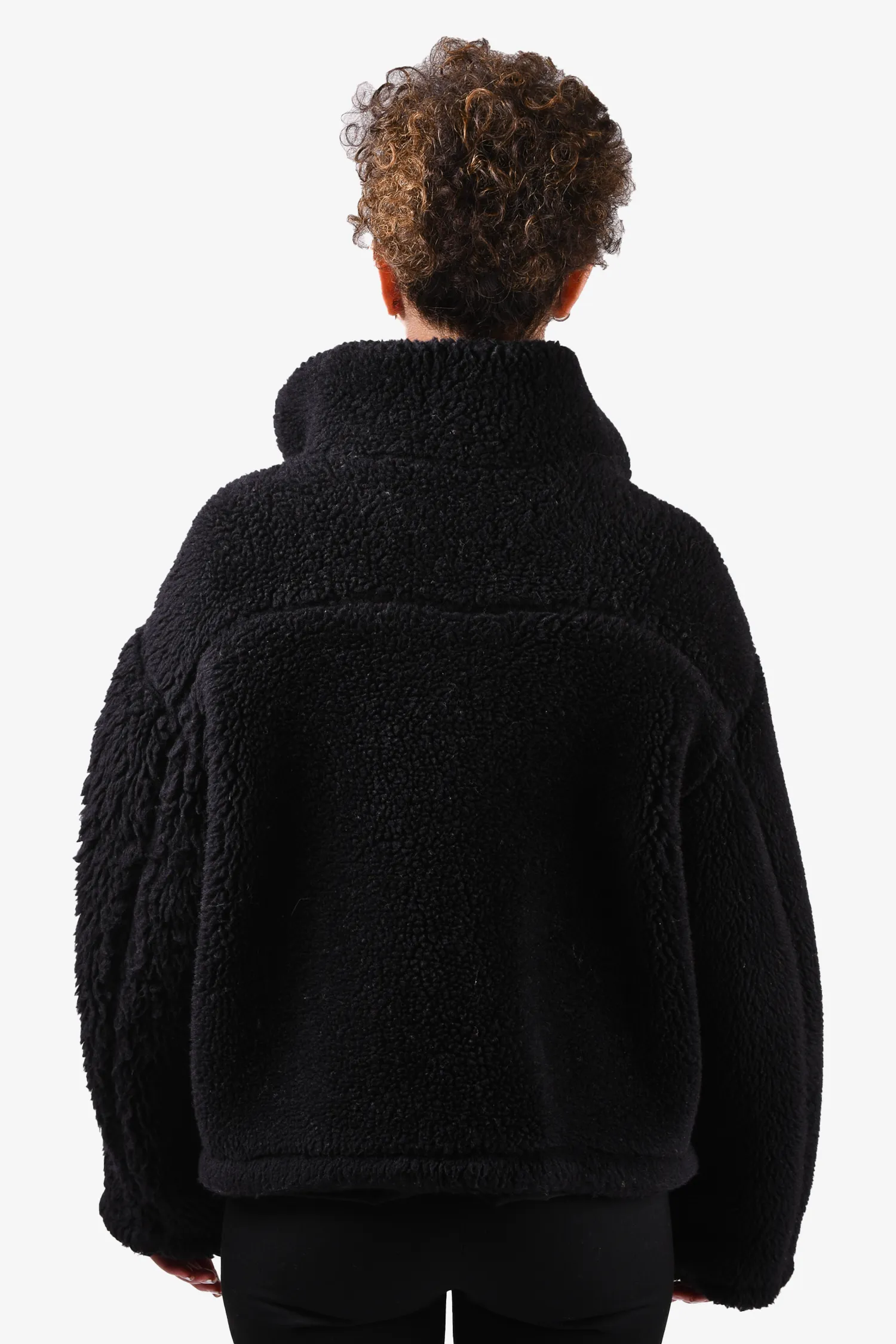 Ambush Black Wool Fleece Sherpa Half Zip Logo Embroidered Sweater Size 2