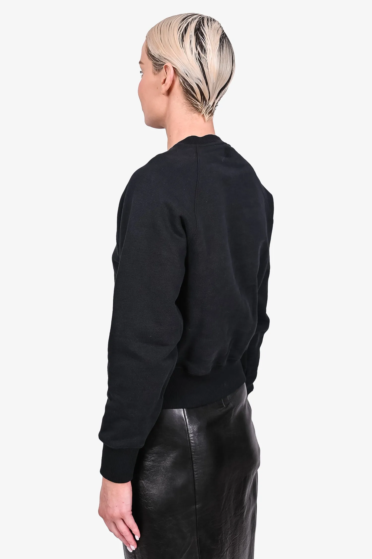 Ami Black Embroidered Heart Sweatshirt Size XS