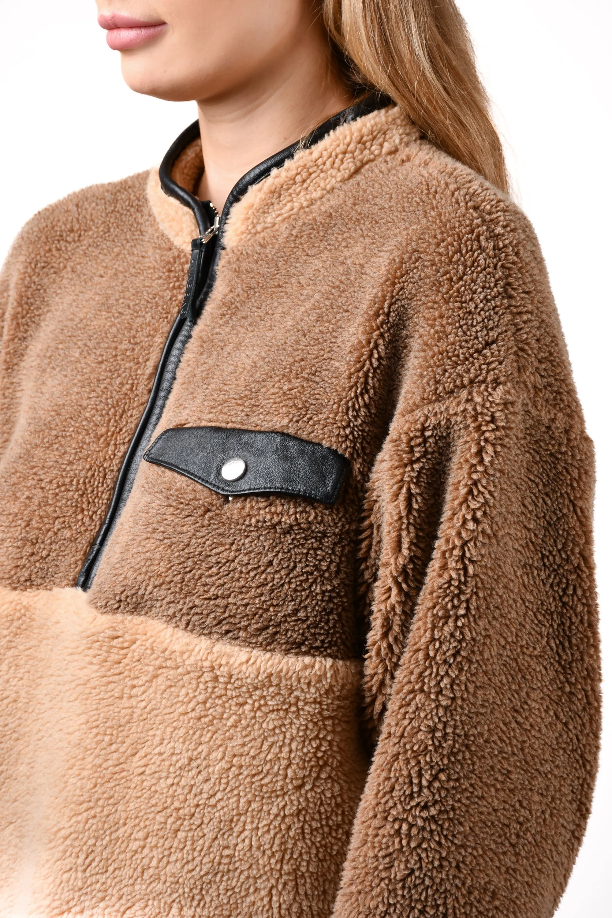 Anine Bing Two Tone Brown Teddy Sweater Size S