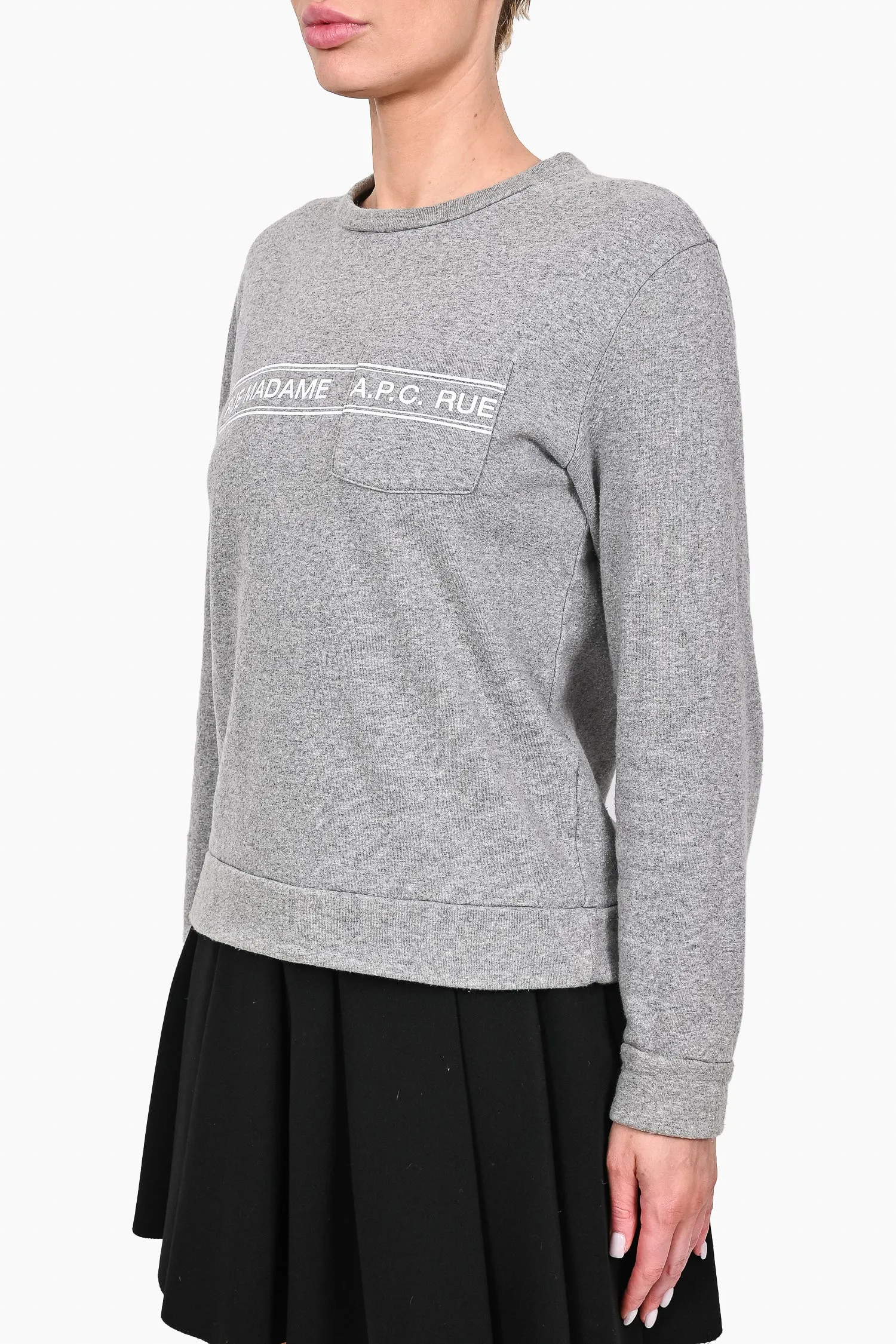 A.P.C. Grey Cotton 'Rue Madame' Crewneck Sweater Size S