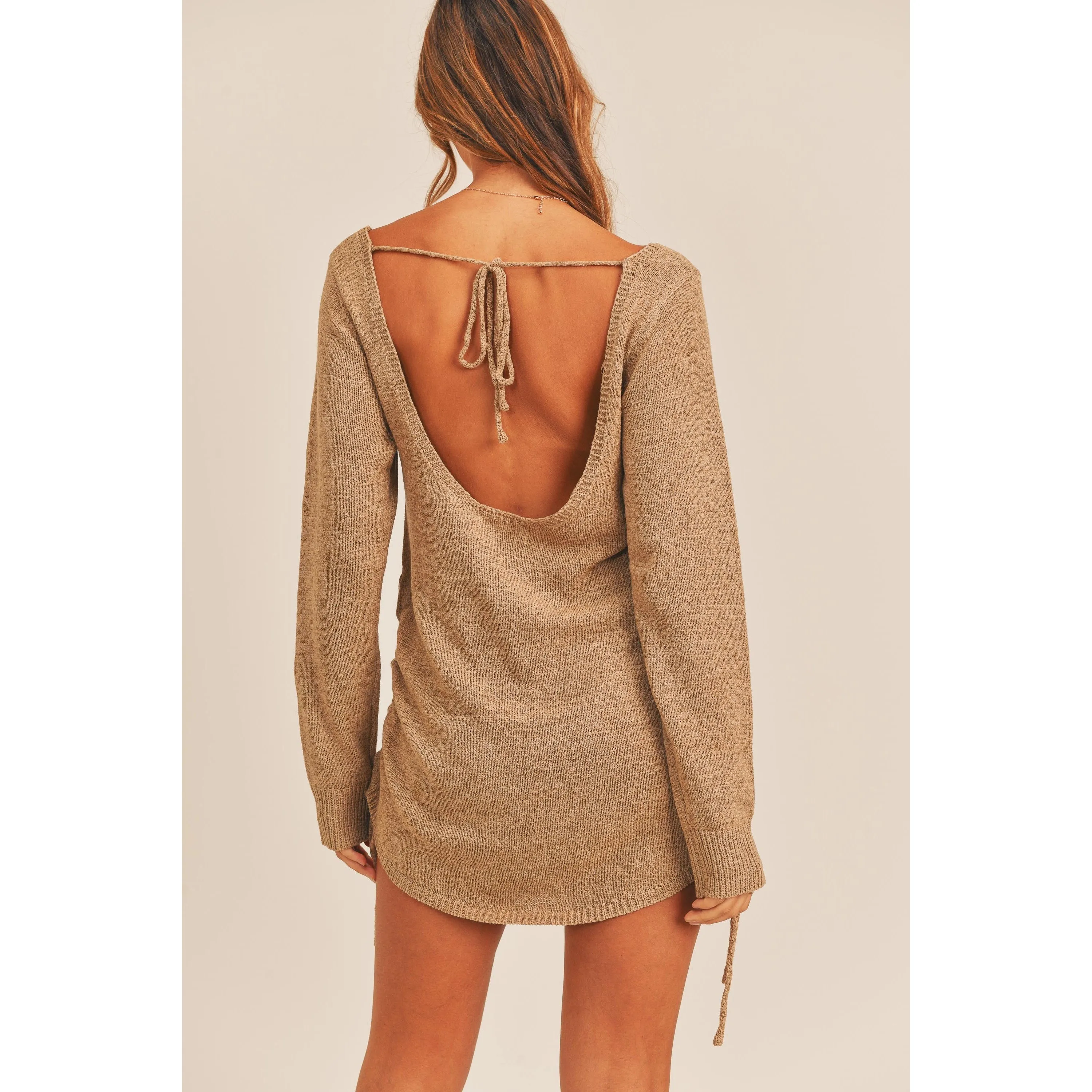 Arya Open Back Knit Sweater Cover-Up Dress