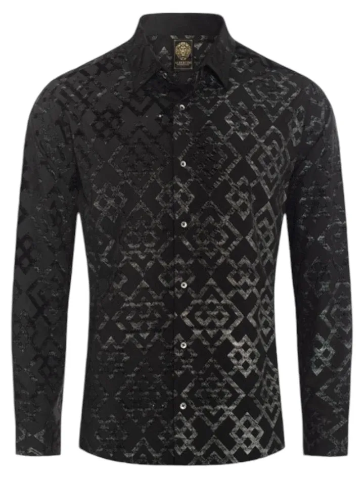 Black Casual Fashion Designer Men's Long Sleeve Dress Shirt Regular-Fit Style No: 2430