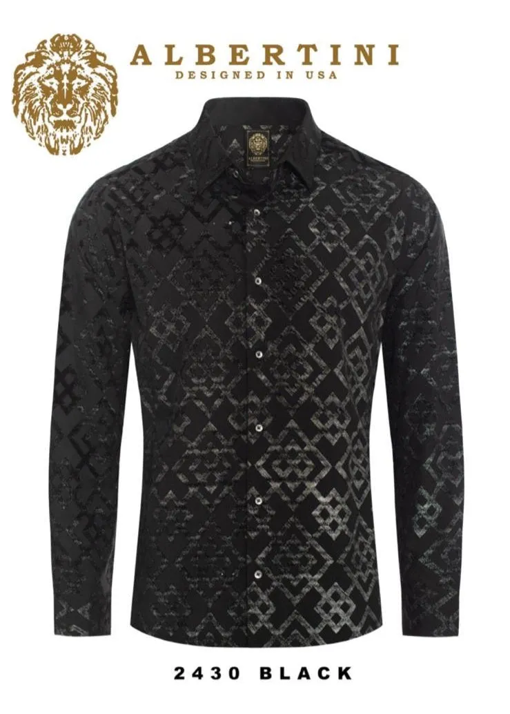 Black Casual Fashion Designer Men's Long Sleeve Dress Shirt Regular-Fit Style No: 2430