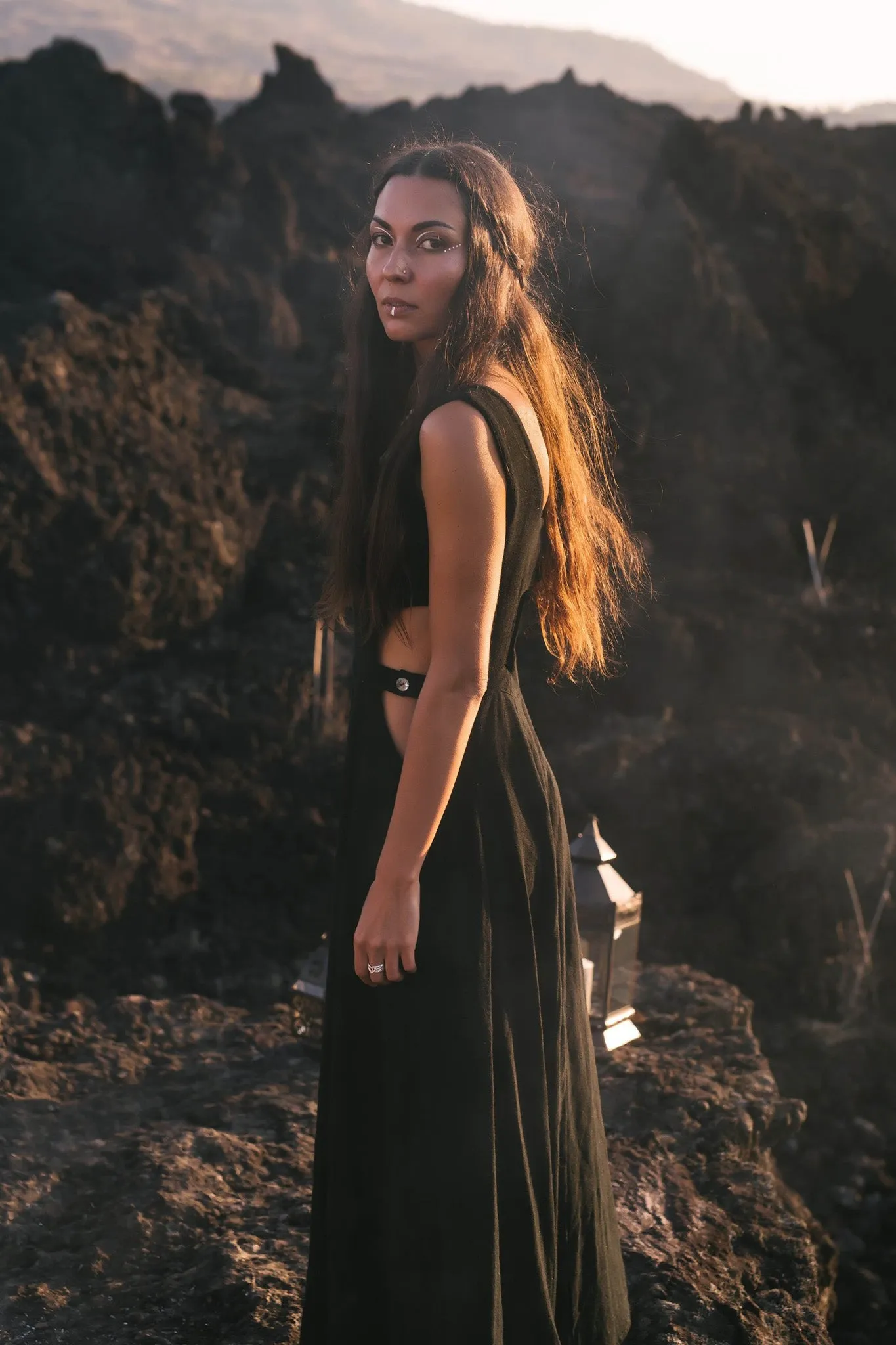 Black Evening Boho Bohemian Maxi Dress