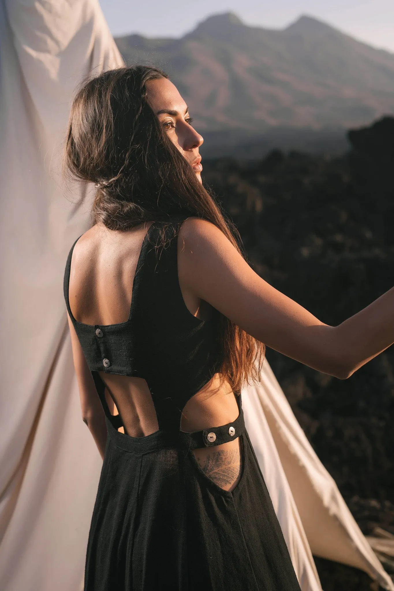 Black Evening Boho Bohemian Maxi Dress