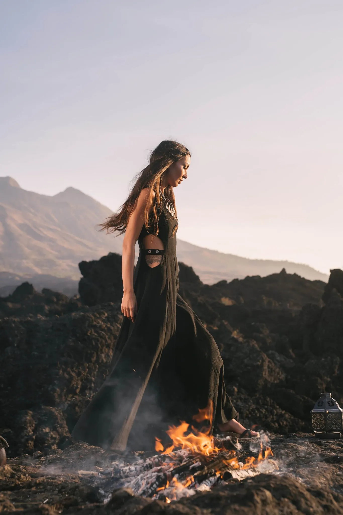 Black Evening Boho Bohemian Maxi Dress