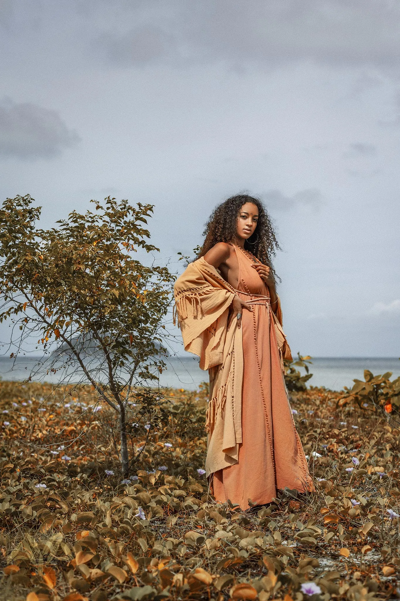 Boho Goddess Dress • Bohemian Dress • Dusty Pink Open Back Dress