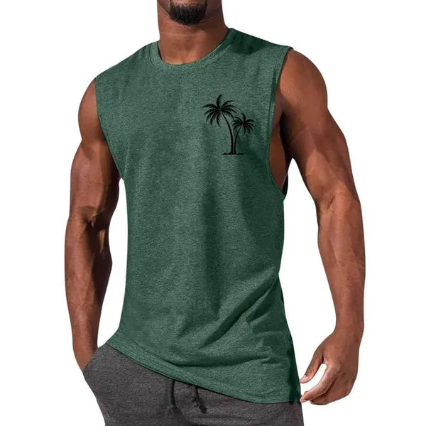 Casual Sports Printed Round Neck Tank Top