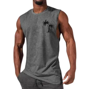 Casual Sports Printed Round Neck Tank Top