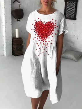 Casual Sweater Dress Shift Sweater Dress Summer Sweater Dress Floral Cat Print Crew Neck Midi Sweater Dress Active Fashion Outdoor Street Short Sleeve Loose Fit Black White Cream Summer Spring for Women