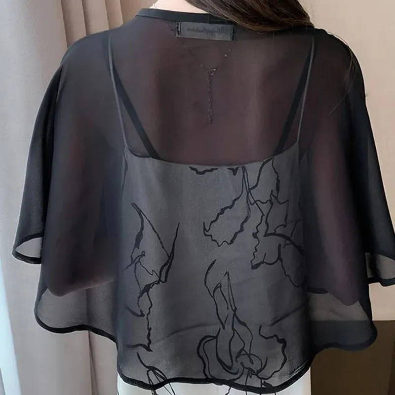 Cloak Chiffon Collar Scarf Blouse