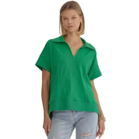 Collared V-Neck Top