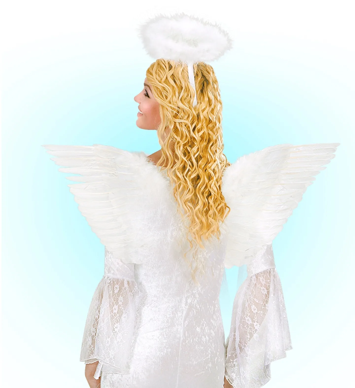 Deluxe White Feather Wings 78 X 36cm