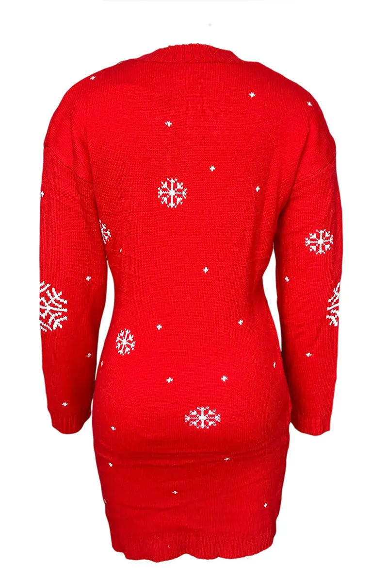 HWT1218 Reindeer Cozy Knit Dress
