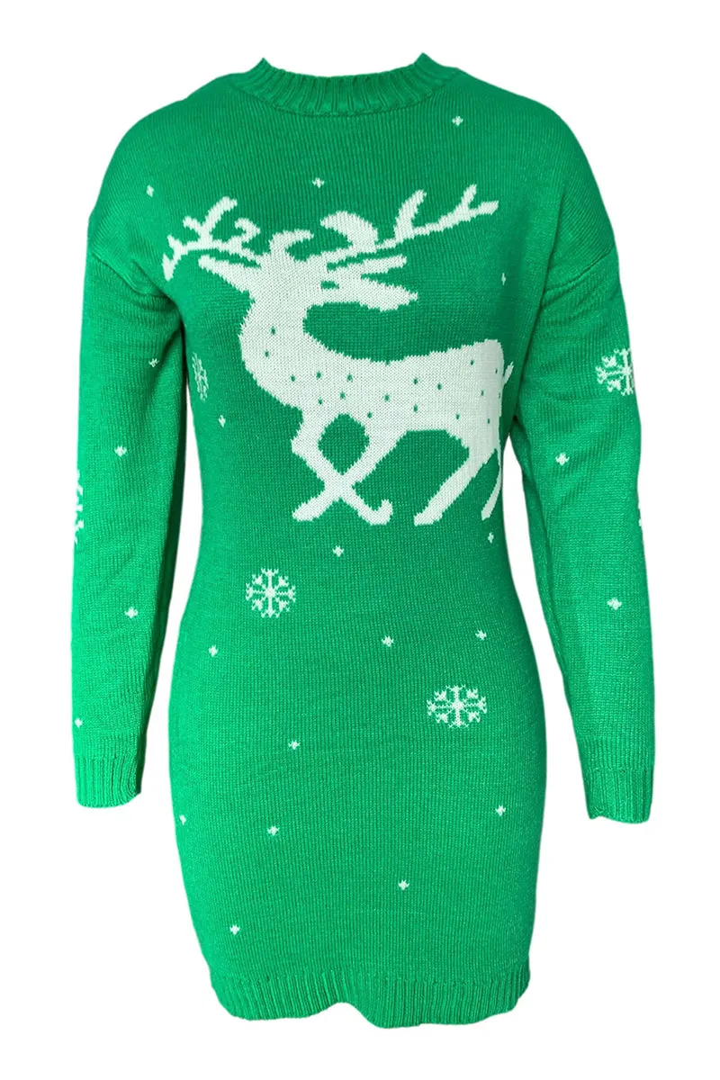 HWT1218 Reindeer Cozy Knit Dress