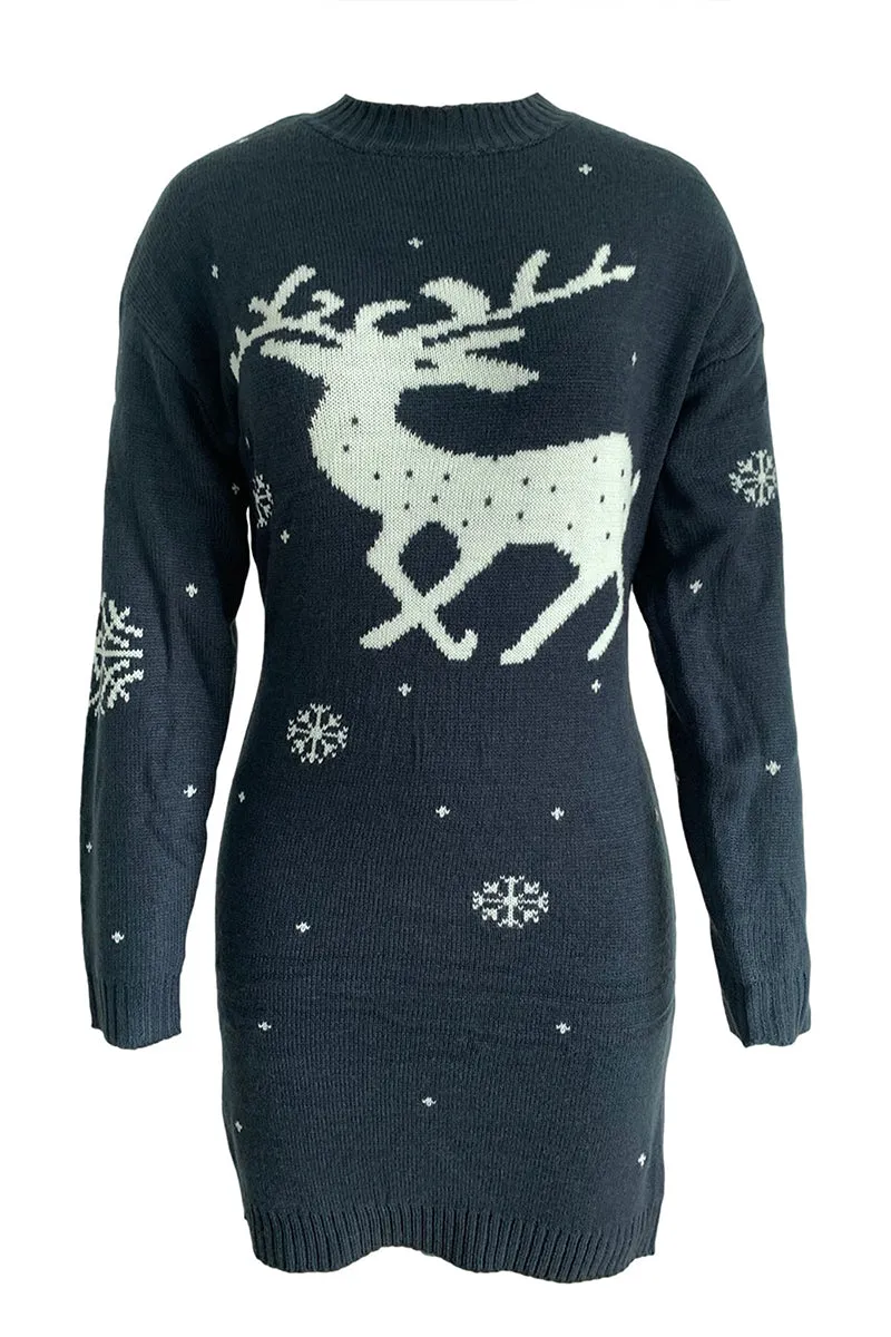 HWT1218 Reindeer Cozy Knit Dress