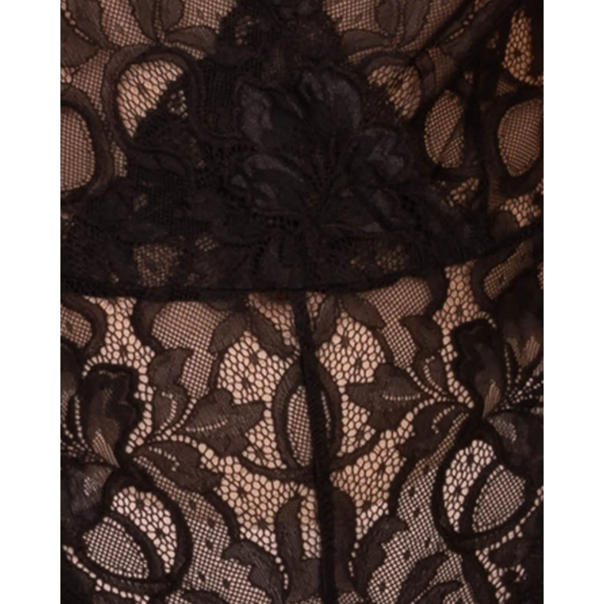 Lace High Leg Halter Lingerie Bodysuit-Black