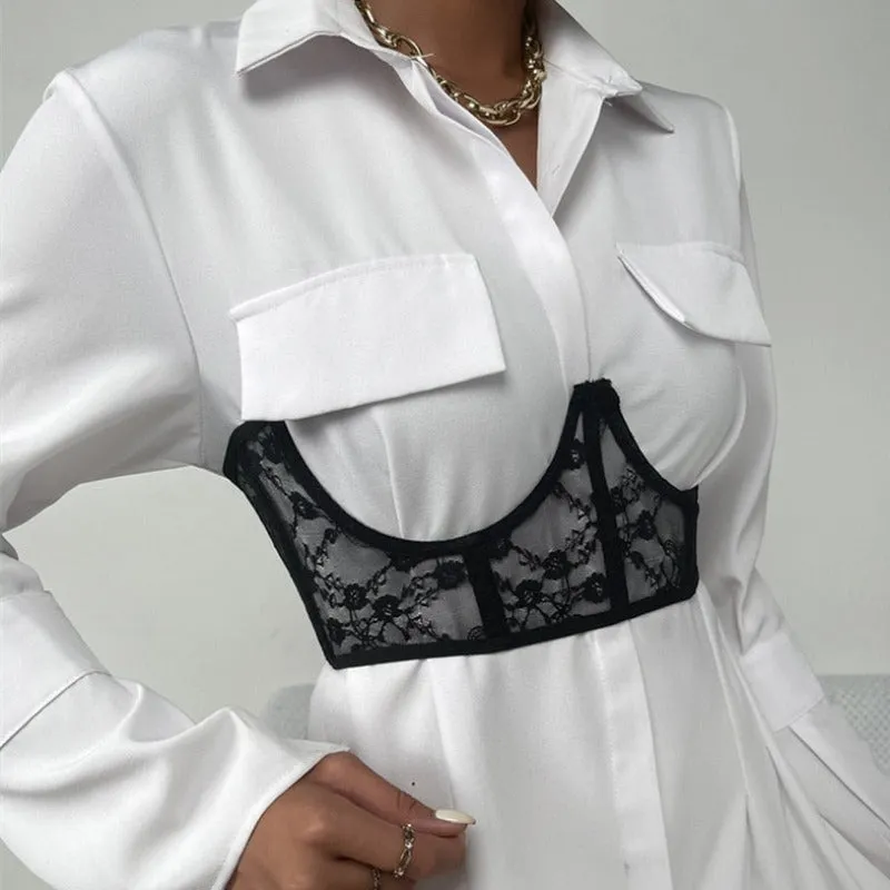 Lace Mesh Corset Bustier Top