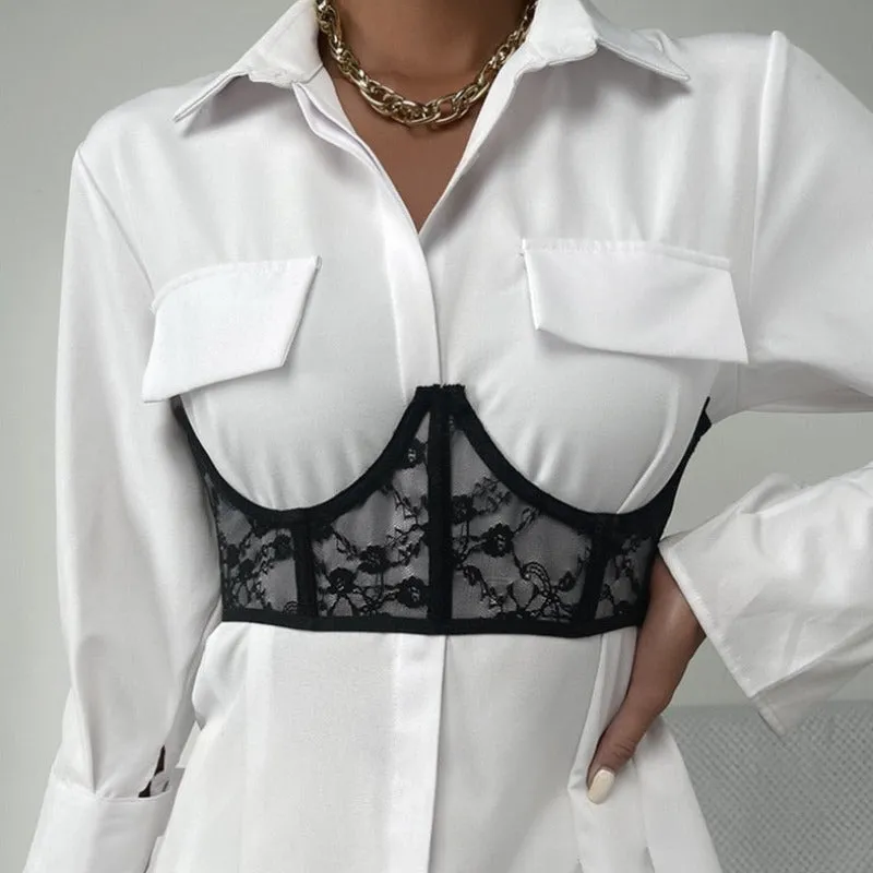 Lace Mesh Corset Bustier Top