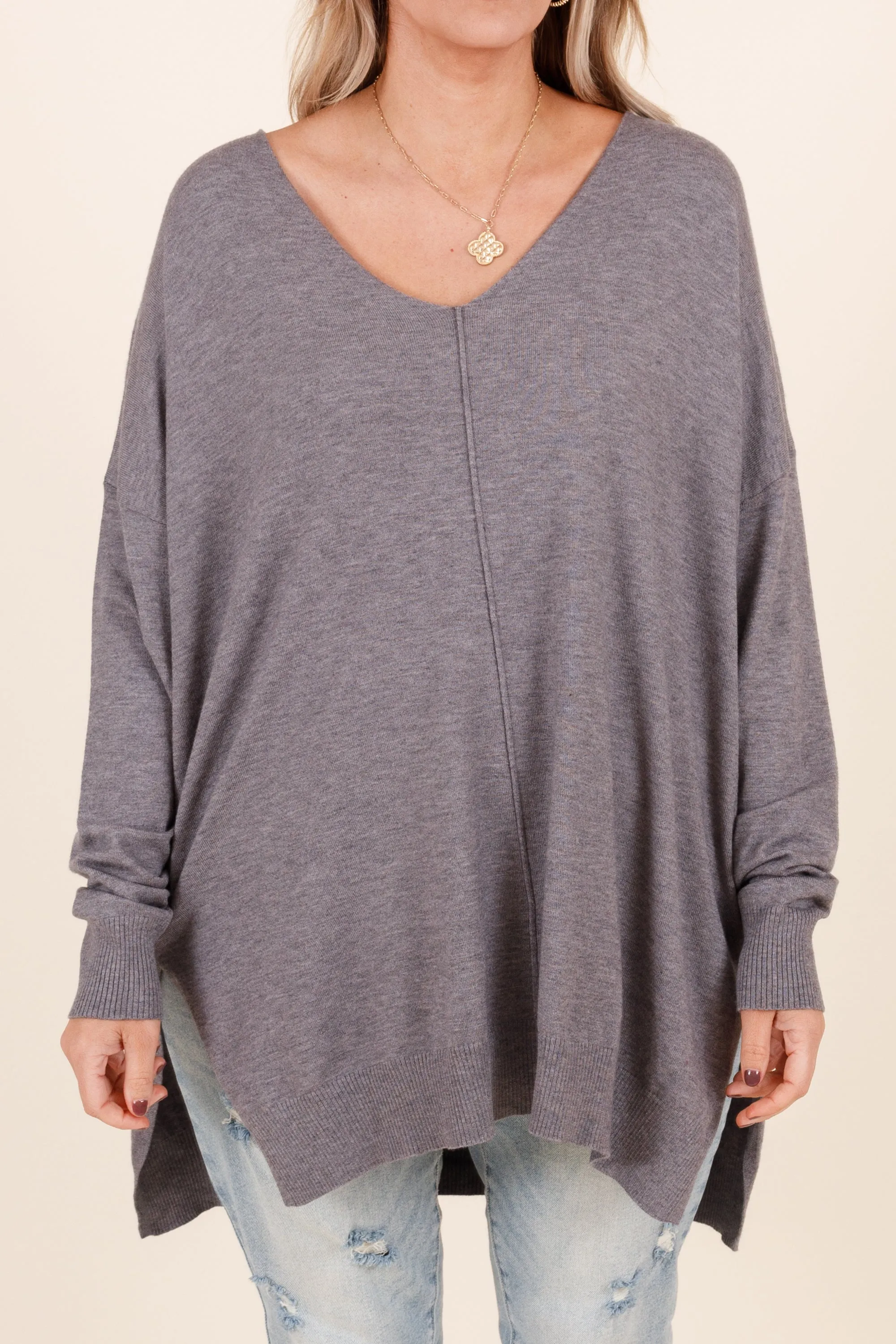 Miss Who I Was Sweater, Heather Gray
