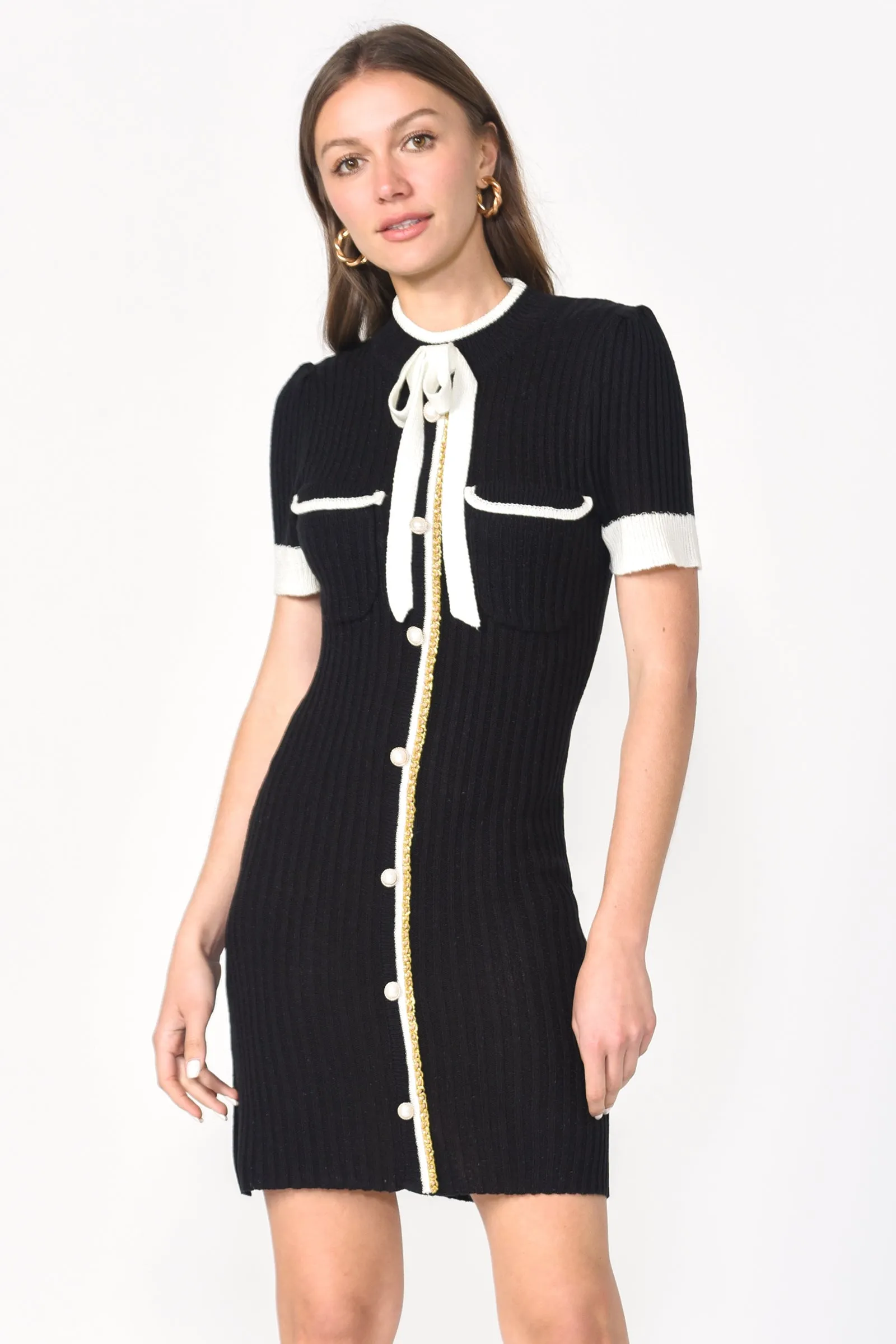 NINA BUTTON FRONT SWEATER DRESS