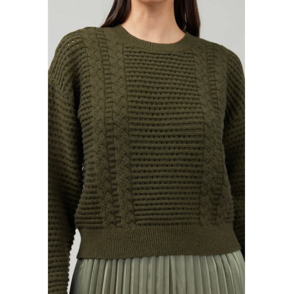 Pullover Sweater with Pleated Dress Set