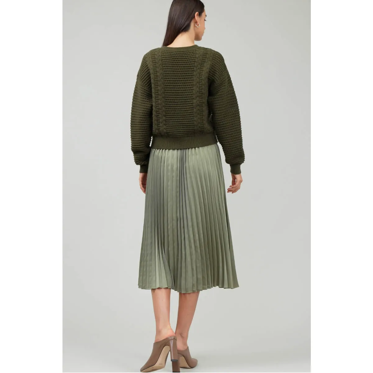 Pullover Sweater with Pleated Dress Set