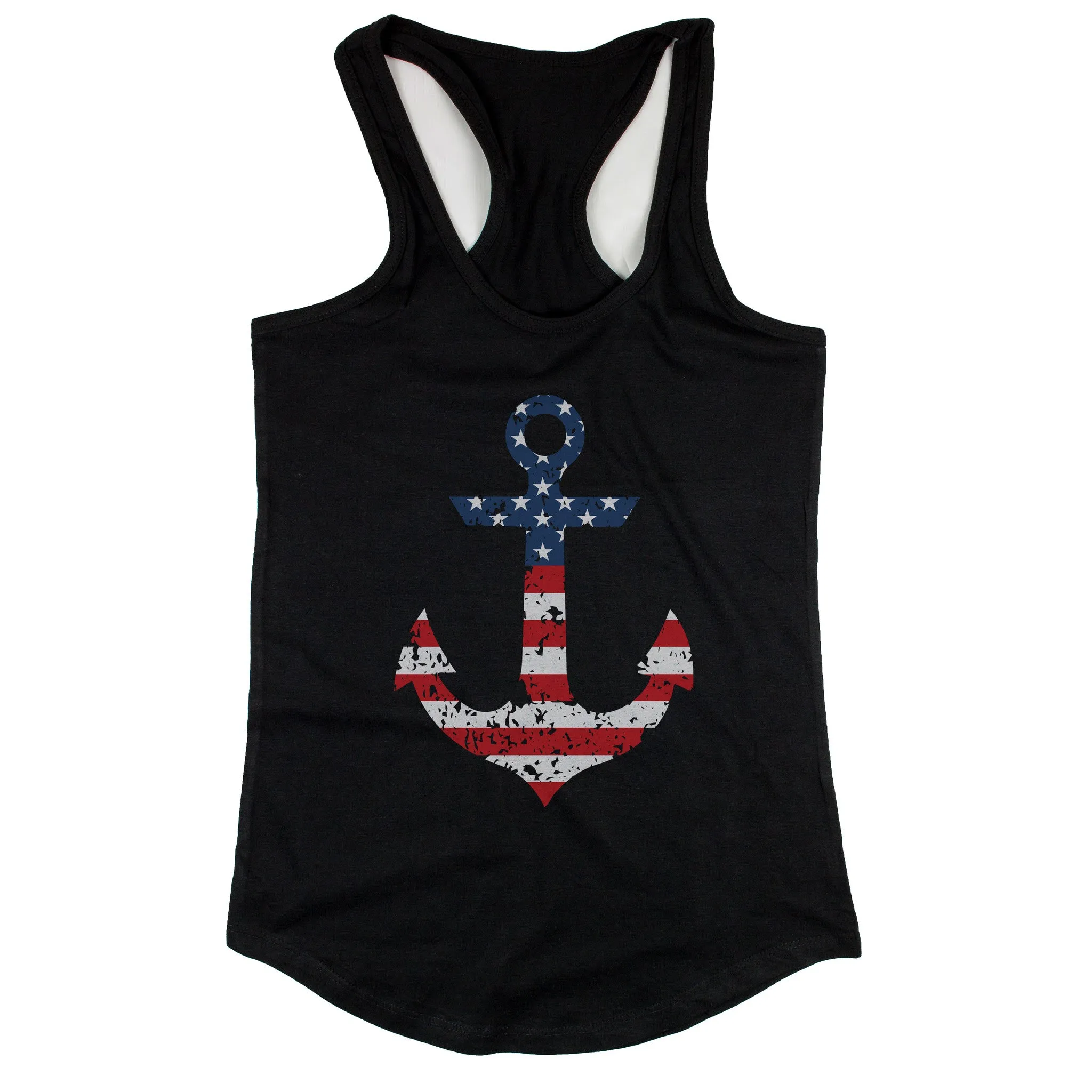 Red White Blue Anchor RacerBack Tank Top for Fourth of July Collection