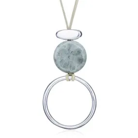 Sensa Long Circle Stone Pendant Necklace - Blue-Green