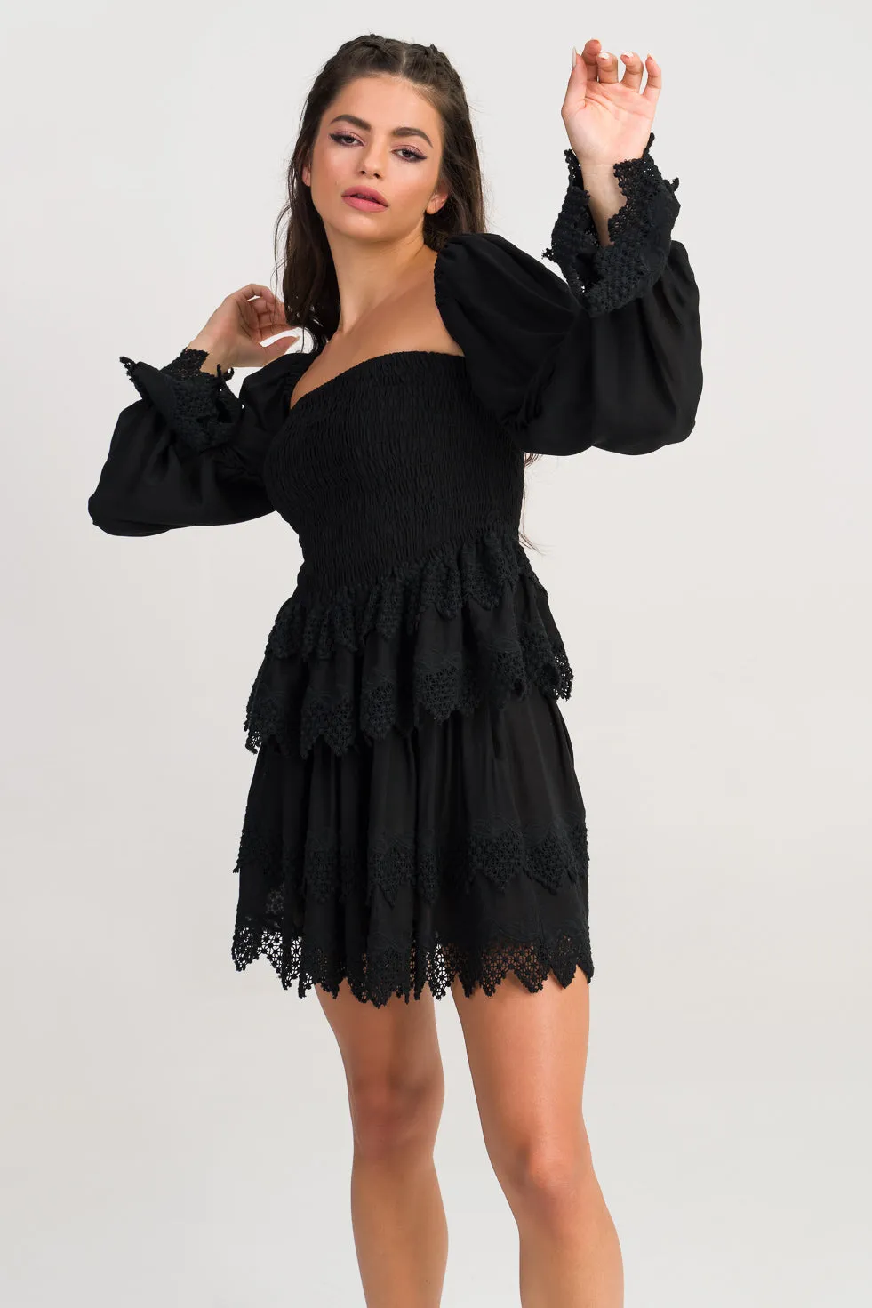 Stella  Black Broderie cotton-blend blouse