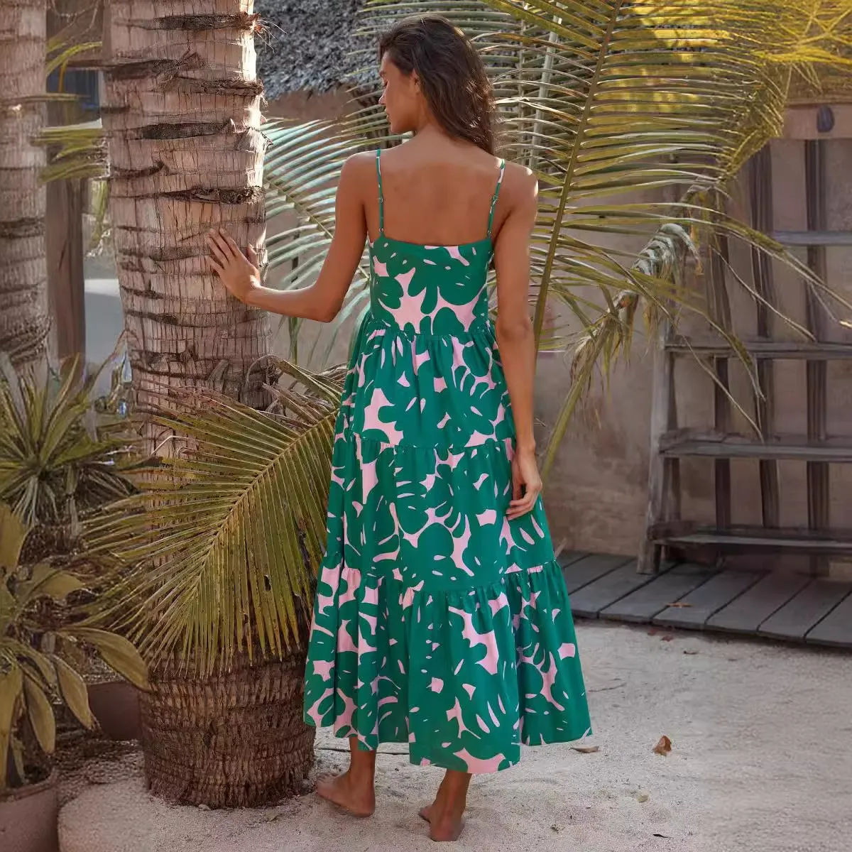 Summer Shoulder Strap Printed Dress