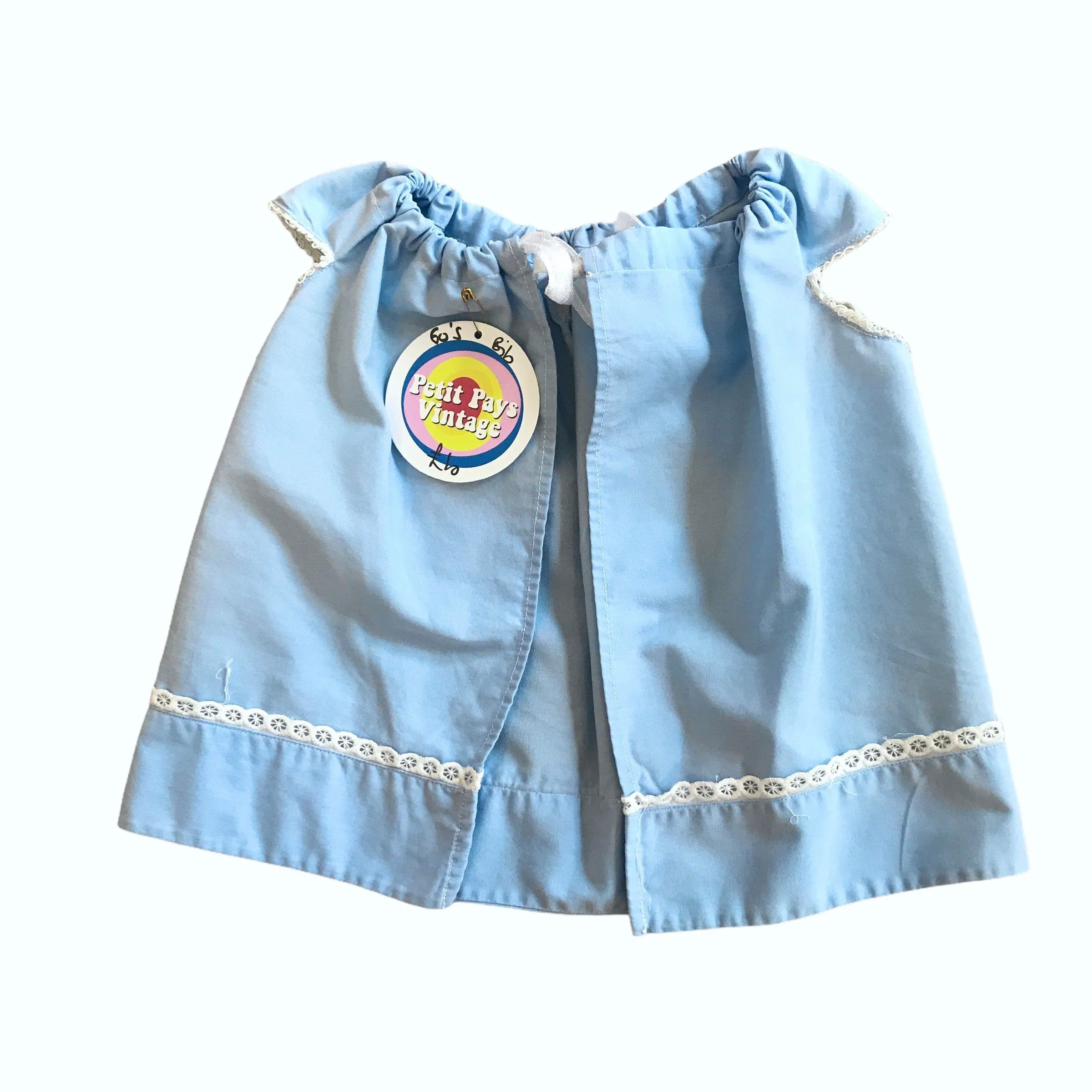 Vintage 60s Baby Blue Bib  French Made 6-9 Months