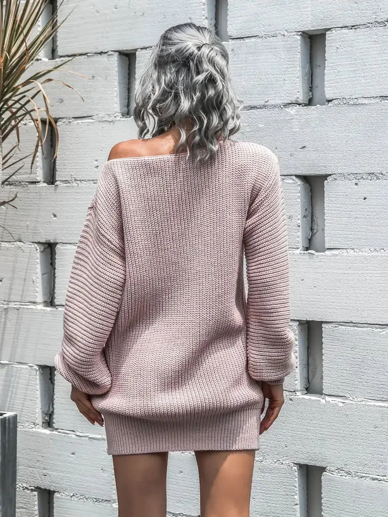 Wenkouban-Christmas Thanksgiving Gift New Year's Eve Dress party look inspos back to school dress  Loose Round Neck Solid Sweater Dress